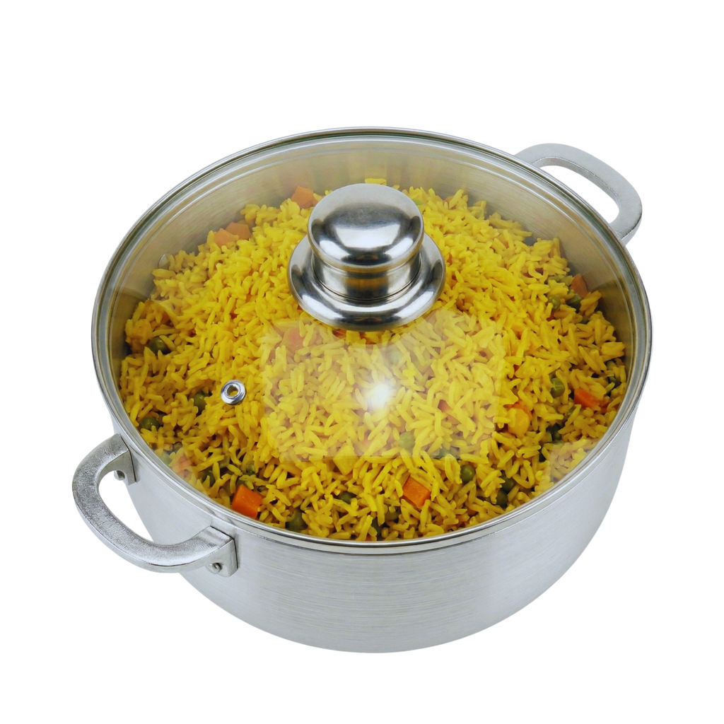 ARROYO Cast Aluminum Caldero with Glass Lid, Traditional Pot for Rice, Beans & Stews, Even Heat Distribution
